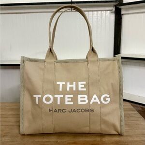 Marc Jacobs Large Cotton Tote Bag in Beige Multi